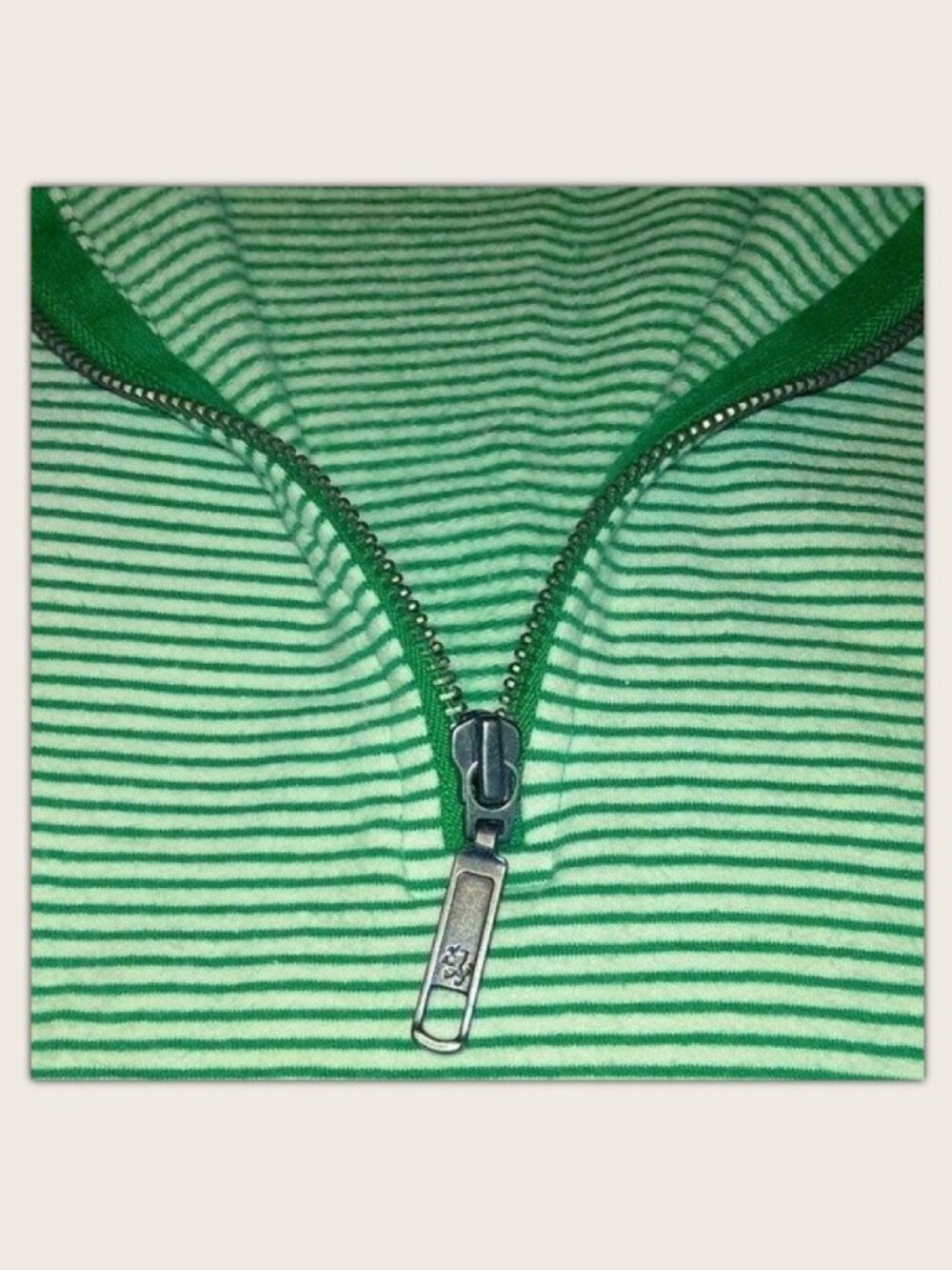 Tommy Hilfiger Half Zip Pullover Sweatshirt Green & White Stripes - Women's L ? - Picture 3 of 8